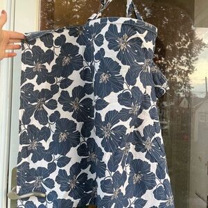Udder Cover Adjustable Nursing Cover Floral with Blue and White Design
